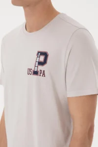US Polo Assn. Men Regular Fit Crew Neck Light Gray T-Shirt - Image 7