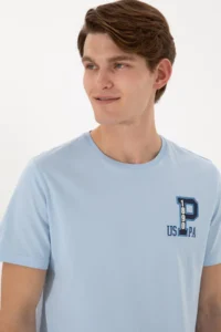 US Polo Assn. Men Regular Fit Crew Neck Light Blue T-Shirt - Image 2
