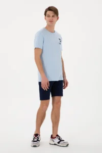 US Polo Assn. Men Regular Fit Crew Neck Light Blue T-Shirt - Image 4
