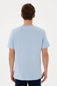 US Polo Assn. Men Regular Fit Crew Neck Light Blue T-Shirt - Image 5