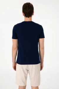 US Polo Assn. Men Regular Fit Crew Neck Navy Blue T-Shirt - Image 5