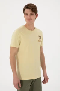 US Polo Assn. Men Regular Fit Crew Neck Light Khaki T-Shirt - Image 3
