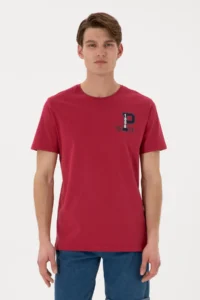 US Polo Assn. Men Regular Fit Crew Neck Cherry T-Shirt