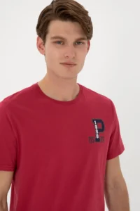 US Polo Assn. Men Regular Fit Crew Neck Cherry T-Shirt - Image 2