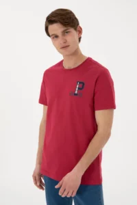 US Polo Assn. Men Regular Fit Crew Neck Cherry T-Shirt - Image 3
