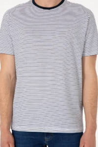 US Polo Assn. Men Regular Fit Crew Neck Navy Blue Striped T-Shirt - Image 6