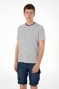 US Polo Assn. Men Regular Fit Crew Neck Black Striped T-Shirt - Image 3