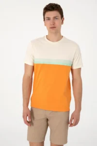 US Polo Assn. Men Regular Fit Crew Neck Orange T-Shirt