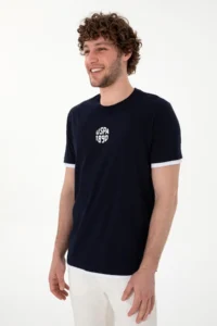 US Polo Assn. Men Regular Fit Crew Neck Navy Blue T-Shirt - Image 3