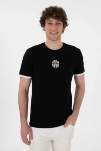 US Polo Assn. Men Regular Fit Crew Neck Black T-Shirt - Image 3