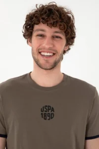 US Polo Assn. Men Regular Fit Crew Neck Mink T-Shirt - Image 2