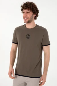 US Polo Assn. Men Regular Fit Crew Neck Mink T-Shirt - Image 3