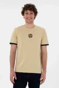 US Polo Assn. Men Regular Fit Crew Neck Light Khaki T-Shirt