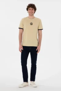 US Polo Assn. Men Regular Fit Crew Neck Light Khaki T-Shirt - Image 4