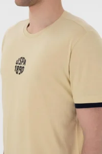 US Polo Assn. Men Regular Fit Crew Neck Light Khaki T-Shirt - Image 7