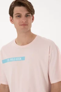 US Polo Assn. Men comfort Fit Crew Neck Light Pink T-Shirt - Image 2