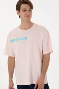US Polo Assn. Men comfort Fit Crew Neck Light Pink T-Shirt - Image 3