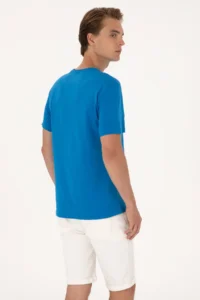 US Polo Assn. Men Regular Fit Cobalt Blue Crew Neck T-Shirt - Image 5