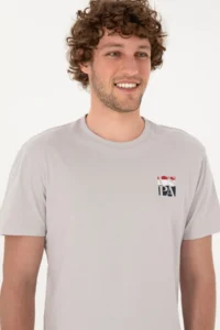 US Polo Assn. Men Regular Fit Crew Neck Light Gray T-Shirt - Image 2