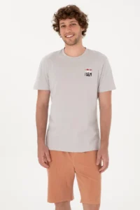 US Polo Assn. Men Regular Fit Crew Neck Light Gray T-Shirt - Image 3