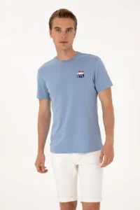 US Polo Assn. Men Regular Fit Blue Crew Neck T-Shirt