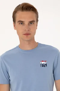 US Polo Assn. Men Regular Fit Blue Crew Neck T-Shirt - Image 2