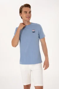 US Polo Assn. Men Regular Fit Blue Crew Neck T-Shirt - Image 3