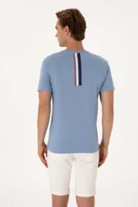 US Polo Assn. Men Regular Fit Blue Crew Neck T-Shirt - Image 5