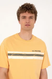 US Polo Shirt Assn. Men comfort Fit Orange Crew Neck T-Shirt - Image 2