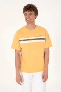 US Polo Shirt Assn. Men comfort Fit Orange Crew Neck T-Shirt - Image 3