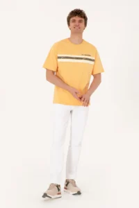 US Polo Shirt Assn. Men comfort Fit Orange Crew Neck T-Shirt - Image 4
