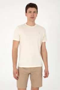 US Polo Assn. Men Regular Fit Crew Neck Cream T-Shirt