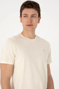 US Polo Assn. Men Regular Fit Crew Neck Cream T-Shirt - Image 2