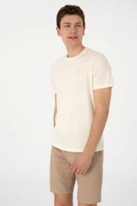 US Polo Assn. Men Regular Fit Crew Neck Cream T-Shirt - Image 3