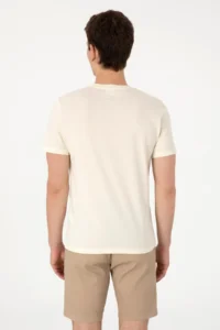 US Polo Assn. Men Regular Fit Crew Neck Cream T-Shirt - Image 5
