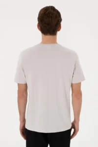 US Polo Assn. Men Regular Fit Crew Neck Light Gray T-Shirt - Image 5