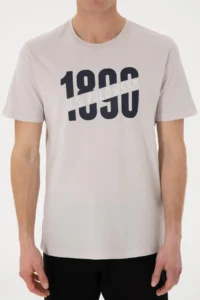 US Polo Assn. Men Regular Fit Crew Neck Light Gray T-Shirt - Image 6