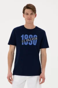 US Polo Assn. Men Regular Fit Crew Neck Navy Blue T-Shirt