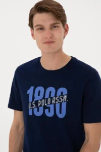 US Polo Assn. Men Regular Fit Crew Neck Navy Blue T-Shirt - Image 2