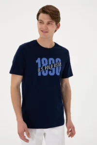US Polo Assn. Men Regular Fit Crew Neck Navy Blue T-Shirt - Image 3