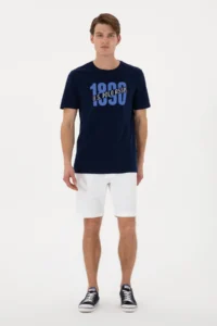 US Polo Assn. Men Regular Fit Crew Neck Navy Blue T-Shirt - Image 4