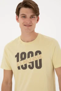 US Polo Assn. Men Regular Fit Crew Neck Light Khaki T-Shirt - Image 2