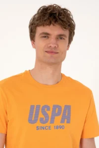 US Polo Assn. Men Orange T-Shirt - Image 2