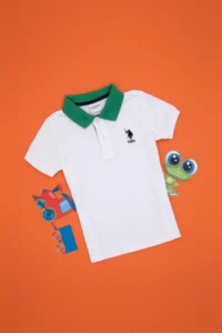 US Polo Assn. Boys' White Polo Shirt Collar T-Shirt