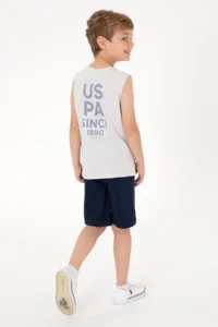 US Polo Assn. Boys' Light Gray Sleeveless Crew Neck T-Shirt - Image 4