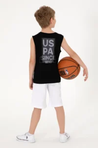 US Polo Assn. Boys' Black Sleeveless Crew Neck T-Shirt - Image 4
