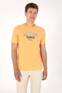 US Polo Shirt Assn. Men Regular Fit Crew Neck Orange T-Shirt - Image 3