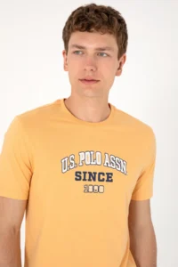 US Polo Shirt Assn. Men Regular Fit Crew Neck Orange T-Shirt - Image 4