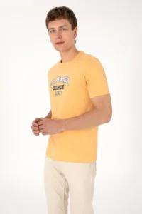 US Polo Shirt Assn. Men Regular Fit Crew Neck Orange T-Shirt - Image 5
