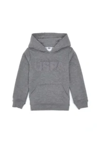 US Polo Assn. Boys' Gray Melanj Basic Hooded Sweatshirt